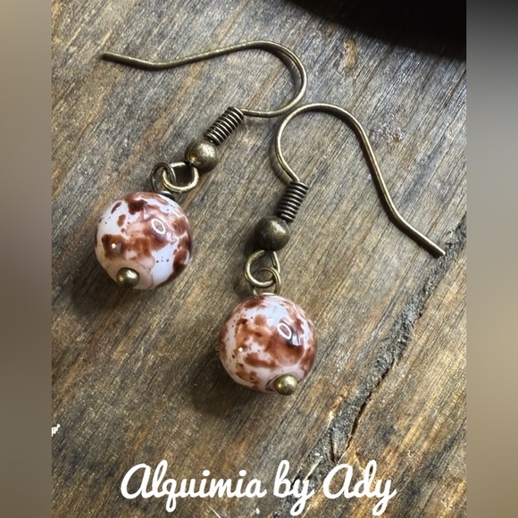 Fall vibes brown agate dangle earrings - Picture 1 of 1